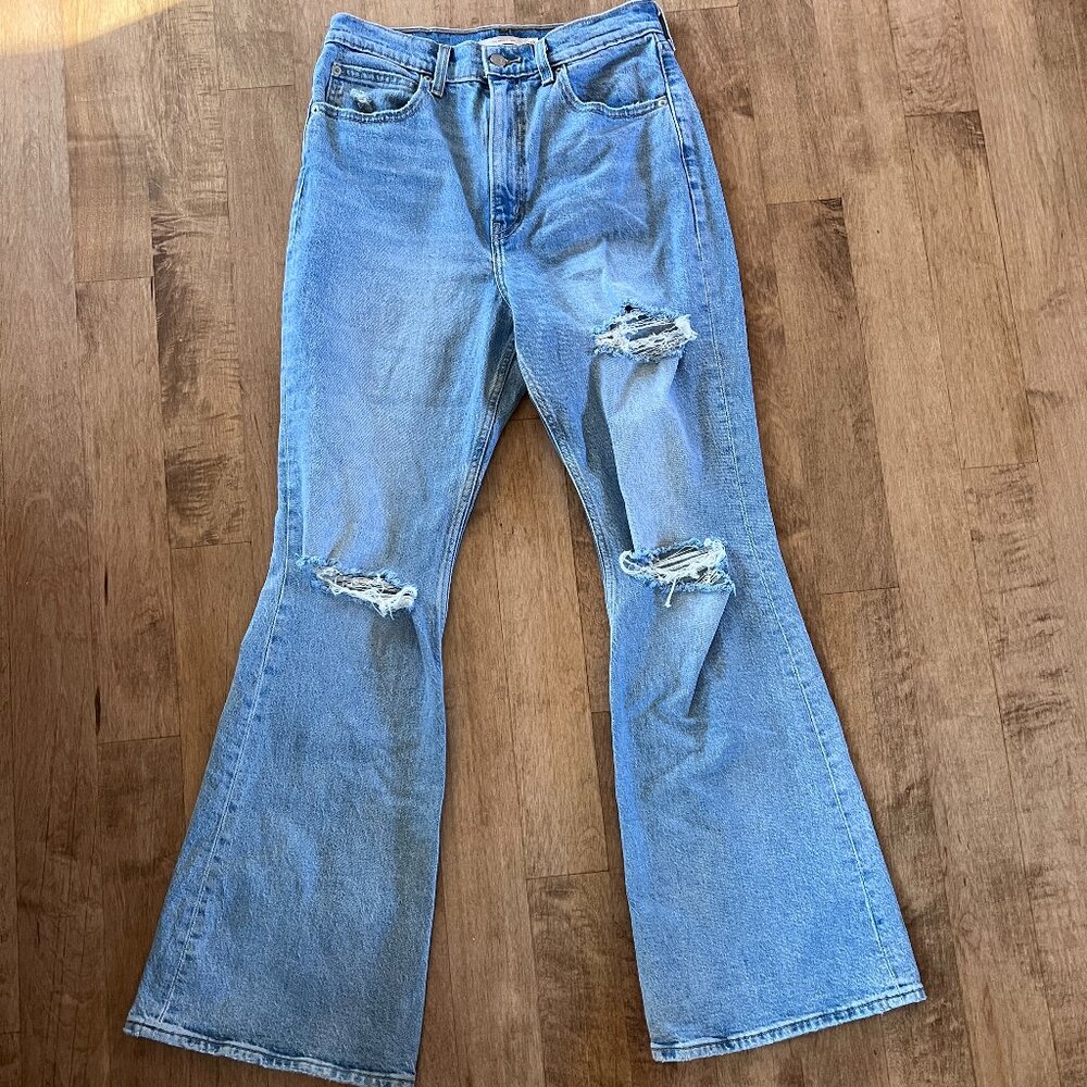 Levi's Light Wash Distressed Flare Jeans